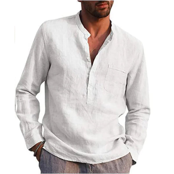 Camisa Masculina de Linho Gioielli, design refinado e tecido leve para um estilo sofisticado e confortável.